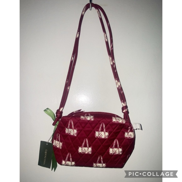 Vera Bradley Handbags - Vera Bradley Burgundy Crossbody Bag with Handbag Print